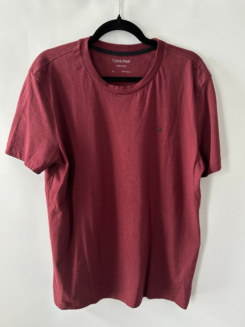 Calvin Klein Liquid Touch Burgundy Red Large Men's s/s T-Shirt 100% Cotton